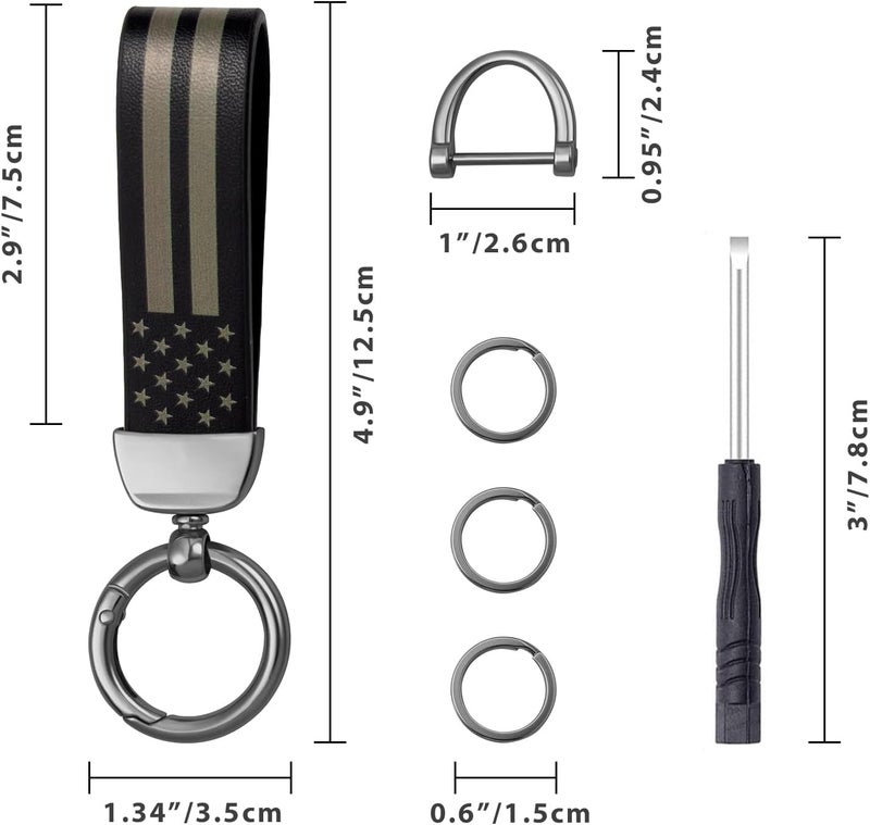 OHKYOOT Store Leather Car Keychain,Carabiner Clip Key Fob Keychain for Home Car Keys Women Men - Image 5